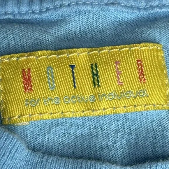 MOTHER Shirt Womens M Blue The Mock 10 Tee Mock Neck Sleeveless Pocket Cotton - Picture 2 of 9